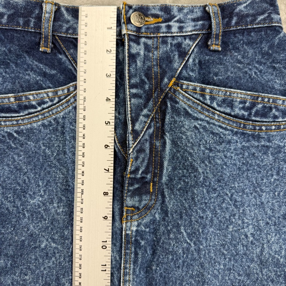 Vintage Nuovo Acid Wash Denim Mini Skirt High Waisted Western Yoke Blue Size 7 - Picture 7 of 16